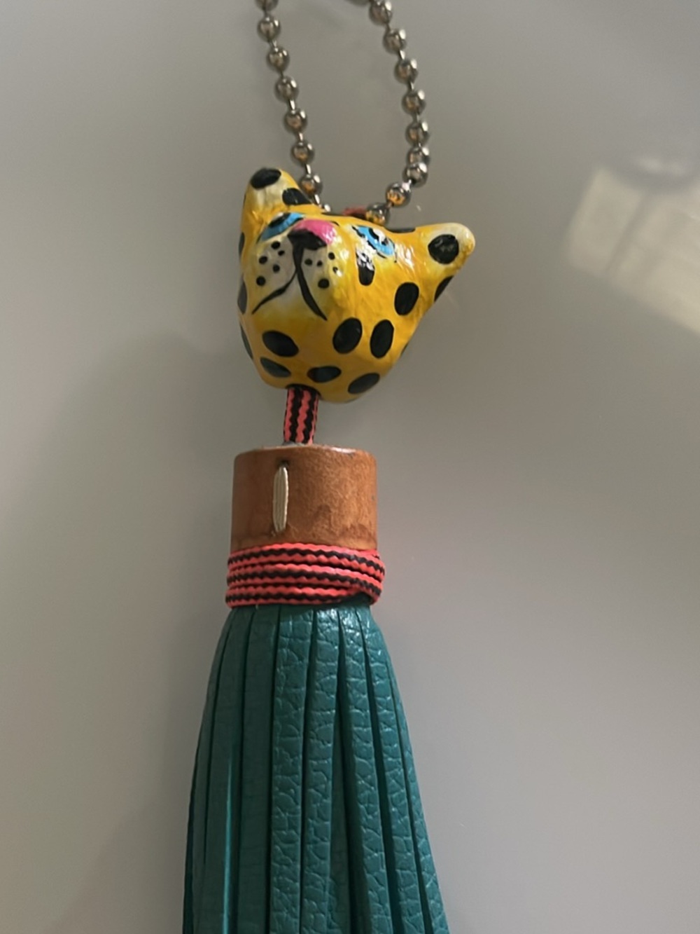 Consuela Rawr Lanyard paper Mache Tiger Charm